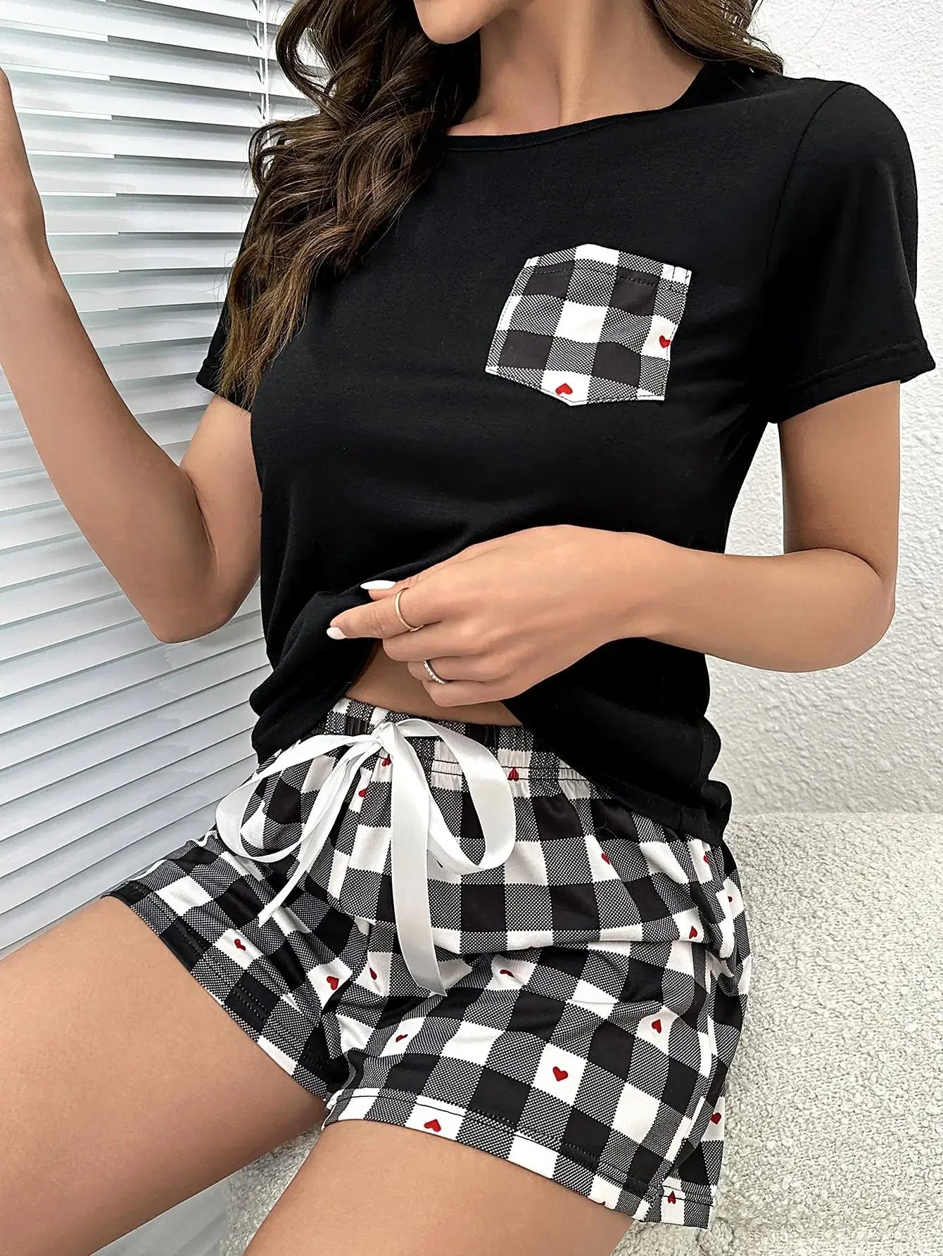 Women's Summer Pajamas 2pcs Set Elastic Drawstring