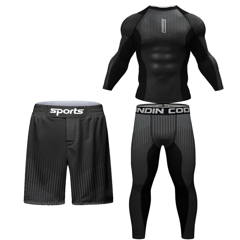 Ensemble t-shirt et pantalon de protection pour kickboxing, jiu-jitsu, MMA, vêtements de sport pour hommes