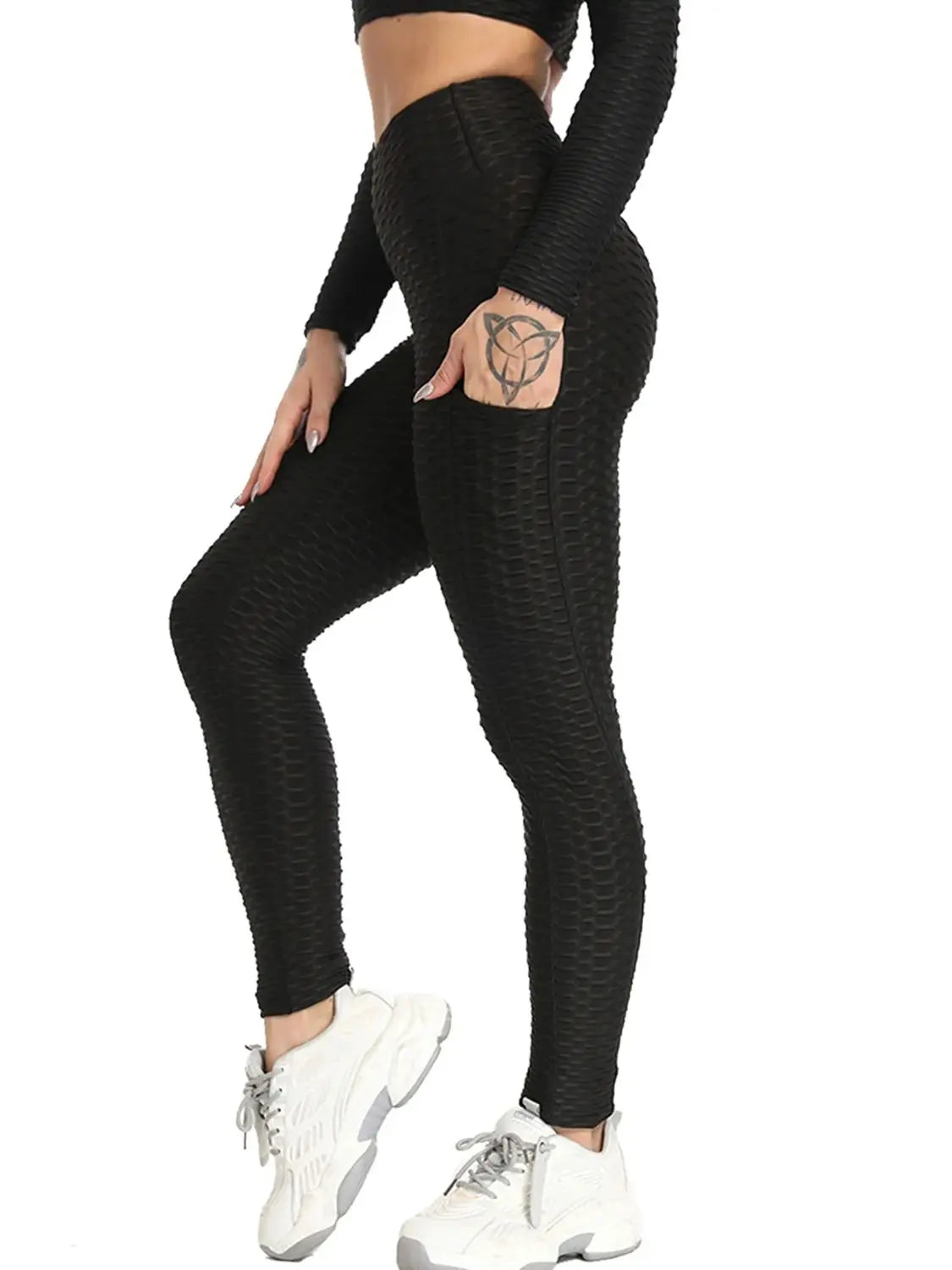 Sexy Women's Textured Crinkle Fitness Push Up Leggings