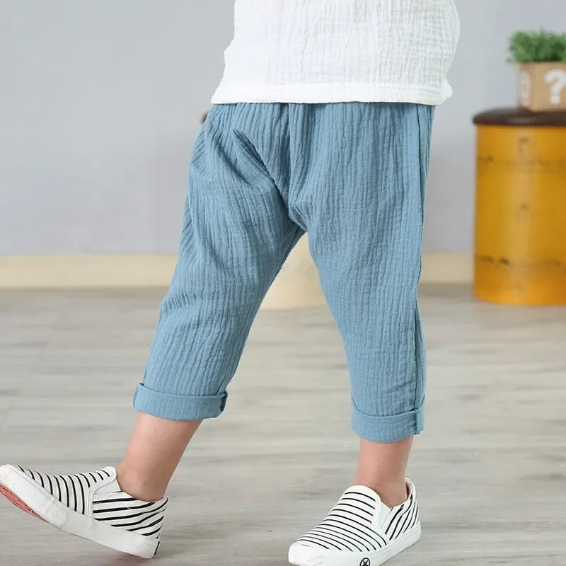 Pantalons pour enfants, garçons et filles, pantalons d'été, longueur cheville, sarouels décontractés