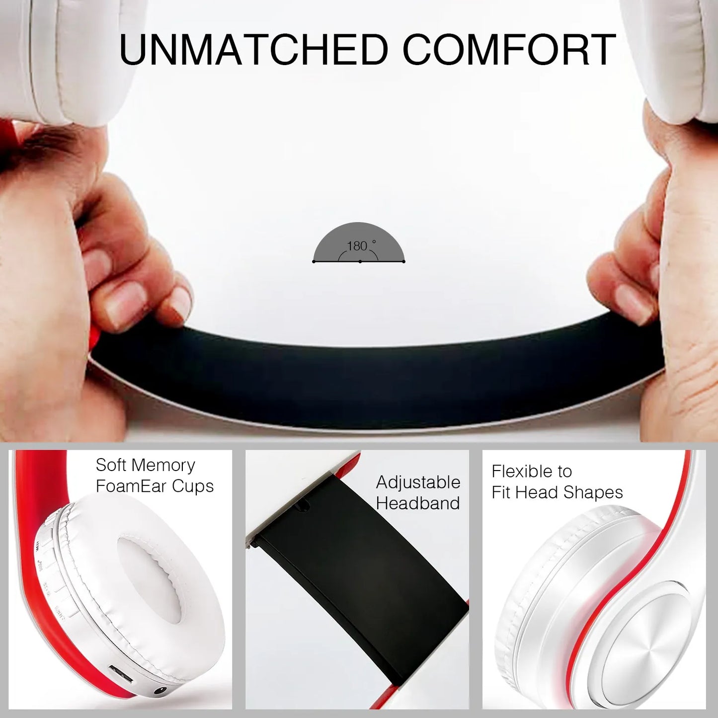 Casque Bluetooth stéréo pliable avec microphone et lecteur MP3