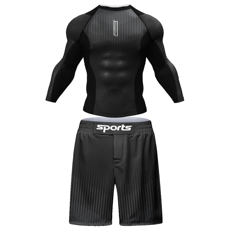 Ensemble t-shirt et pantalon de protection pour kickboxing, jiu-jitsu, MMA, vêtements de sport pour hommes