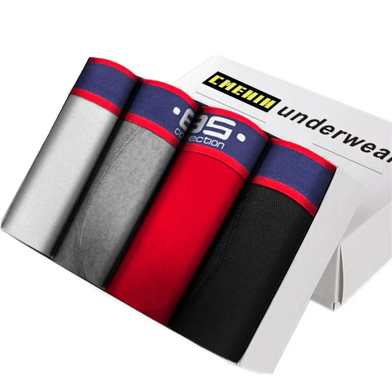 CMENIN Lot de 4 boxers en coton respirants pour homme