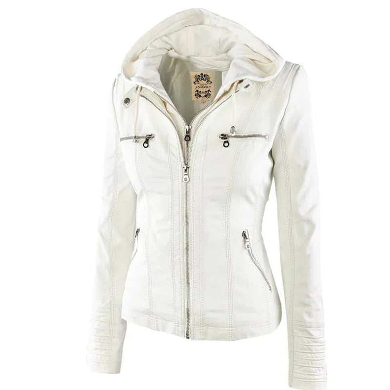 Women's Casual Waterproof Windproof Faux Leather Winter Jacket