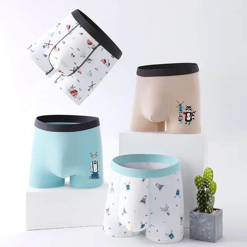 Boxers garçon en coton à motifs | Sous-vêtements enfants confortables | Lot de 4 boxers pour garçons | Boxers garçon avec dessins animés | Caleçons doux pour garçons 4–16 ans | Sous-vêtements respirants pour enfants | Shorts en coton garçon confortables | Lingerie enfant avec taille élastique | Boxers garçon amusants et colorés | Sous-vêtements durables pour usage quotidien