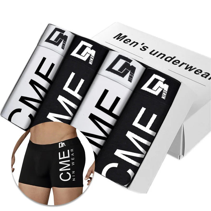 CMENIN Lot de 4 boxers en coton respirants pour homme