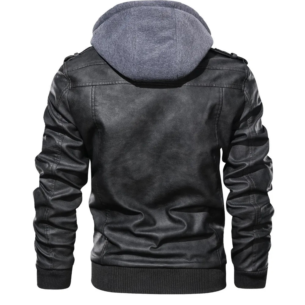 Veste de moto en cuir pour homme, manteau chaud en polaire d'hiver