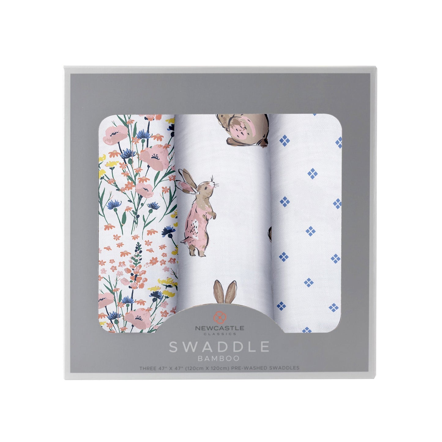 Lot de 3 langes en bambou à fleurs sauvages