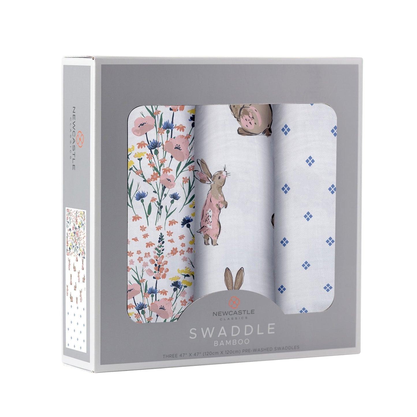 Lot de 3 langes en bambou à fleurs sauvages
