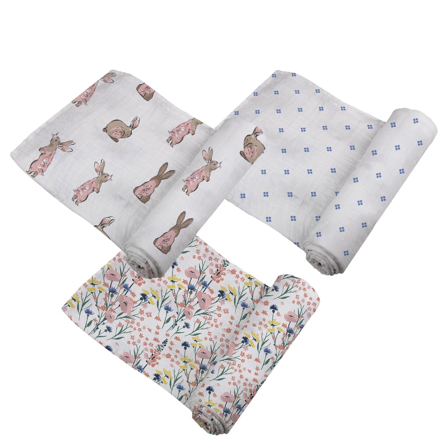 Lot de 3 langes en bambou à fleurs sauvages