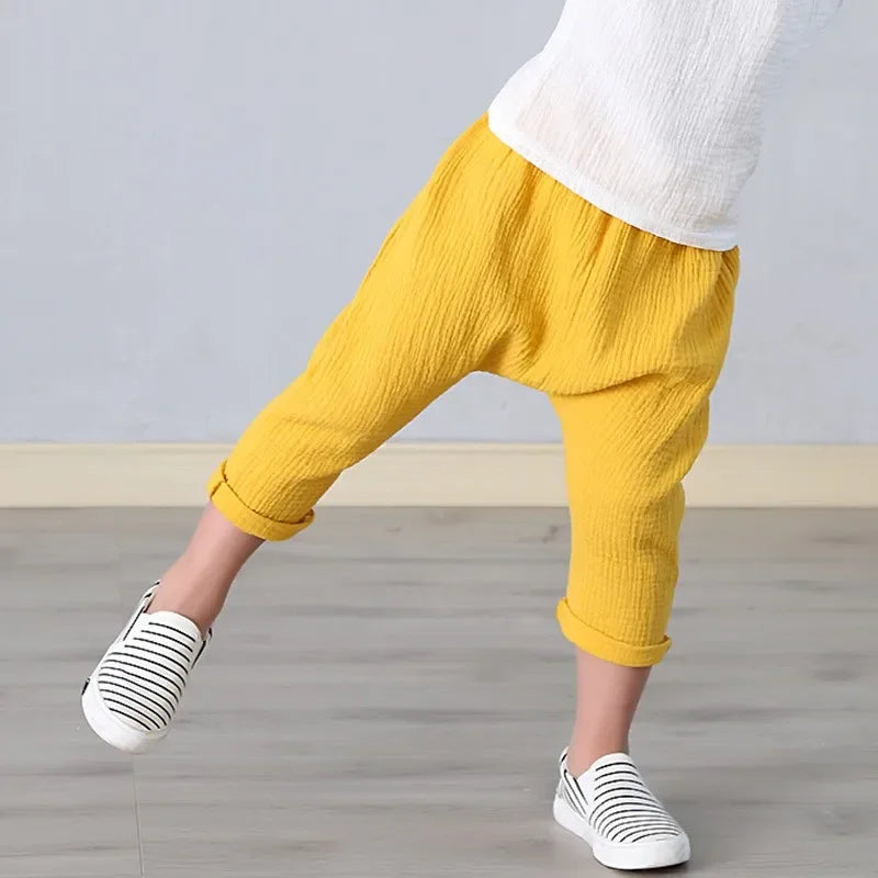 Pantalons pour enfants, garçons et filles, pantalons d'été, longueur cheville, sarouels décontractés