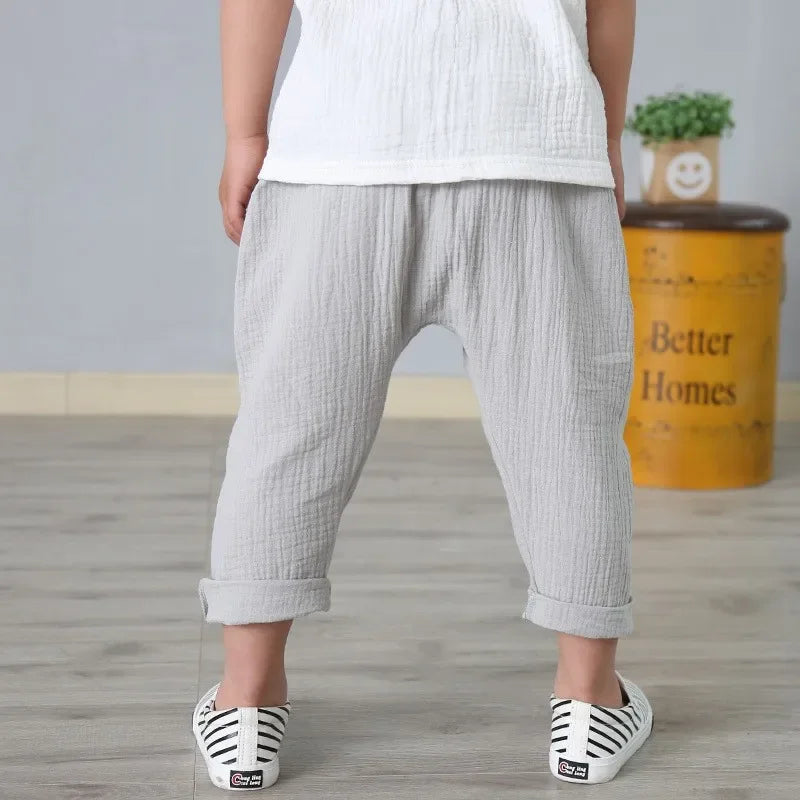 Pantalons pour enfants, garçons et filles, pantalons d'été, longueur cheville, sarouels décontractés