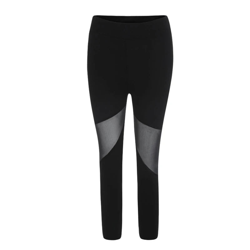 Women's Patchwork Mesh Leggings, Jeggings, Elastic Pants, Capris