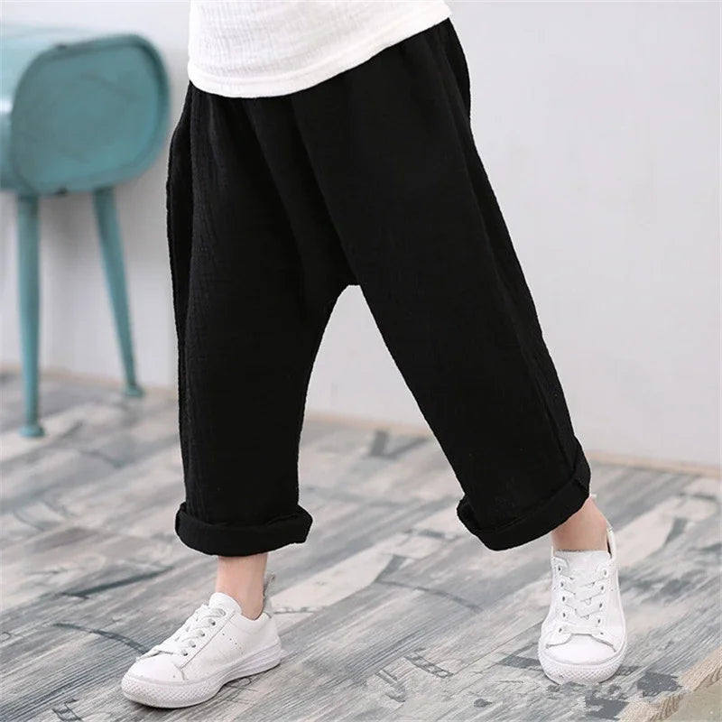 Pantalons pour enfants, garçons et filles, pantalons d'été, longueur cheville, sarouels décontractés