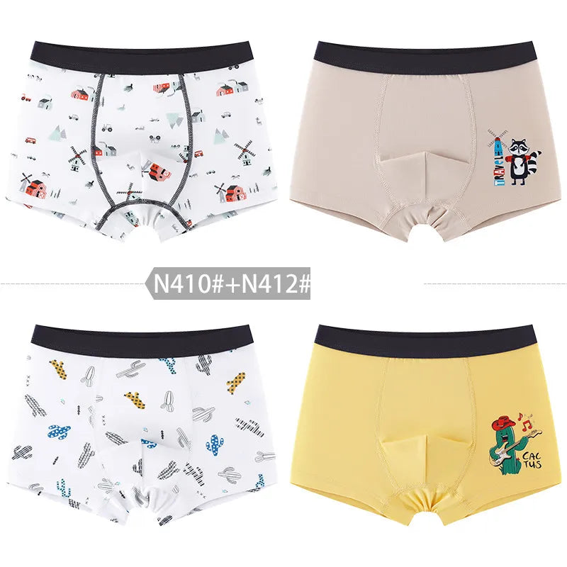 Boxers garçon en coton à motifs | Sous-vêtements enfants confortables | Lot de 4 boxers pour garçons | Boxers garçon avec dessins animés | Caleçons doux pour garçons 4–16 ans | Sous-vêtements respirants pour enfants | Shorts en coton garçon confortables | Lingerie enfant avec taille élastique | Boxers garçon amusants et colorés | Sous-vêtements durables pour usage quotidien