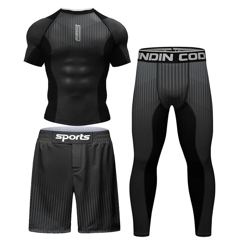 Ensemble t-shirt et pantalon de protection pour kickboxing, jiu-jitsu, MMA, vêtements de sport pour hommes
