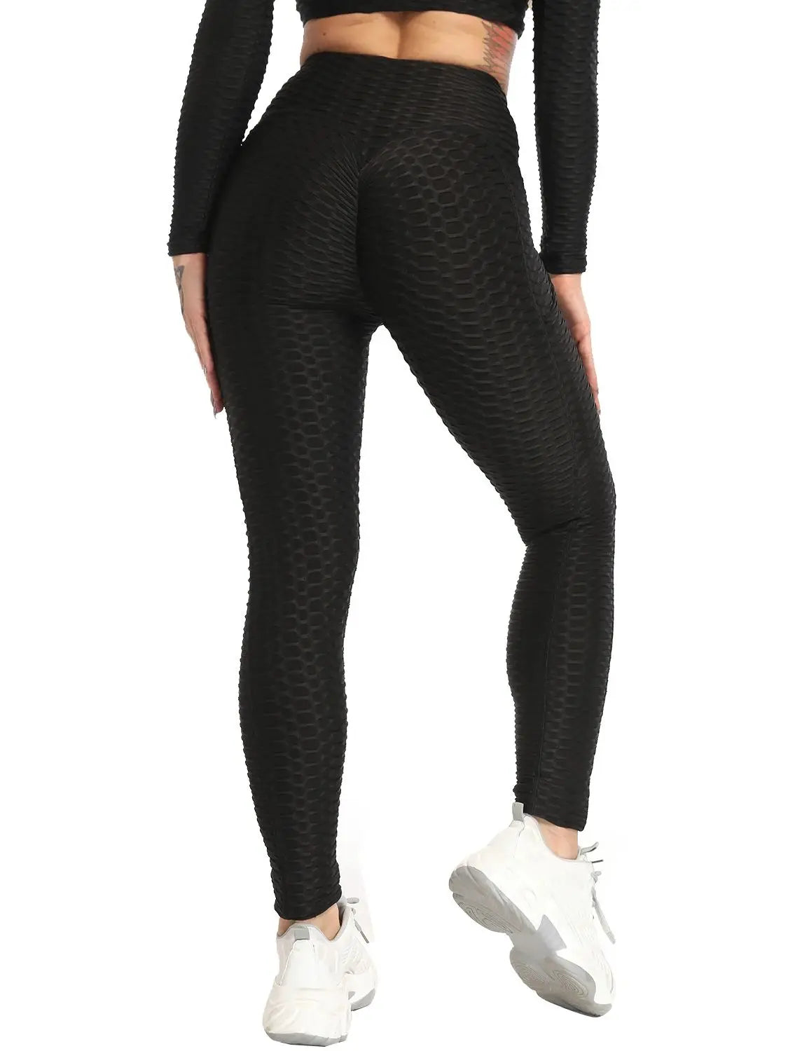 Sexy Women's Textured Crinkle Fitness Push Up Leggings