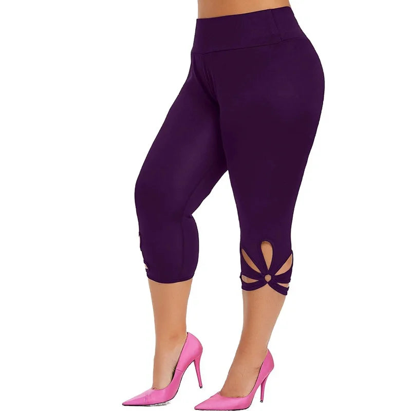 Women's Plus Size Stretch Leggings Seamless Casual Capri Leggings
