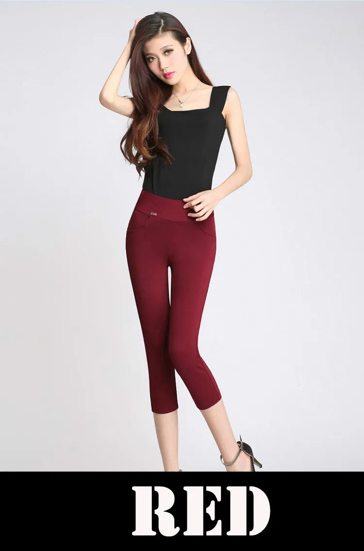 Women's summer cotton leggings, push-up, 5XL, 6XL, capri, mixed colors