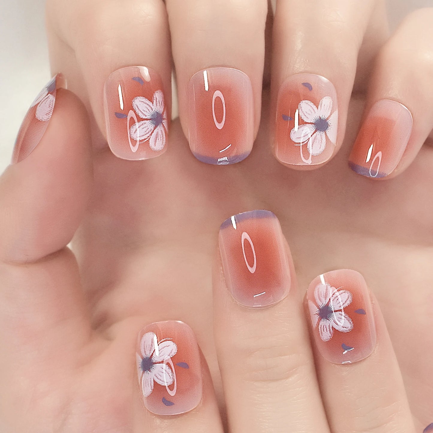 Ongles courts style ballerine française ombrés, dégradés, faux ongles naturels