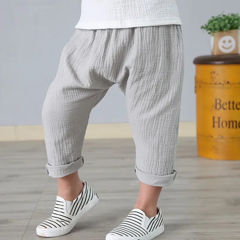 Pantalons pour enfants, garçons et filles, pantalons d'été, longueur cheville, sarouels décontractés