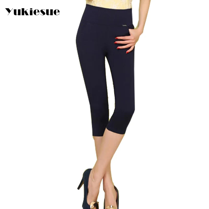 Women's summer cotton leggings, push-up, 5XL, 6XL, capri, mixed colors