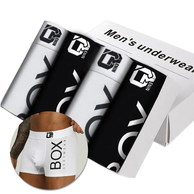CMENIN Lot de 4 boxers en coton respirants pour homme