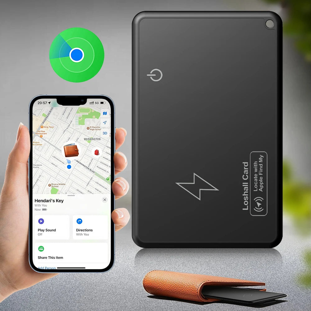 Wallet Tracker Card, Wireless Charging, GPS Location, for Apple, Find My Airtag