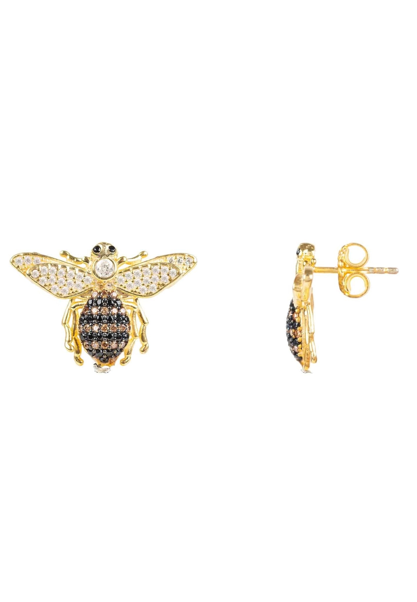 Boucles d'oreilles à tige en or avec abeille