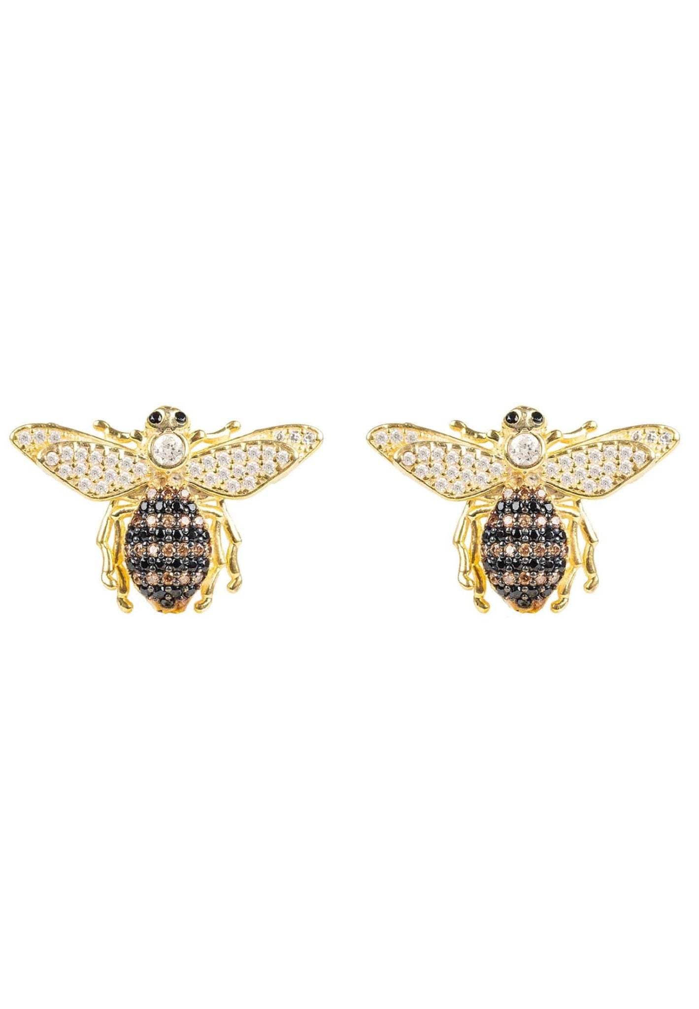 Boucles d'oreilles à tige en or avec abeille