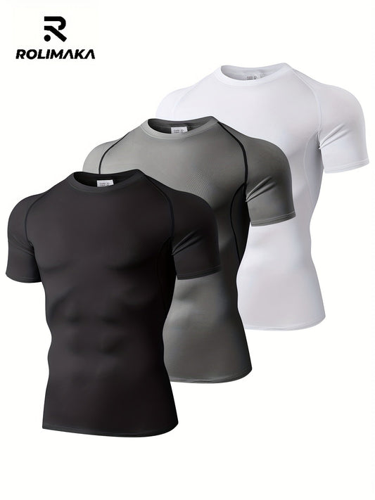Ensemble de t-shirts de compression pour hommes, idéal pour les sports de plein air