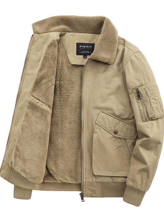 Blouson aviateur cargo rétro pour homme avec doublure polaire