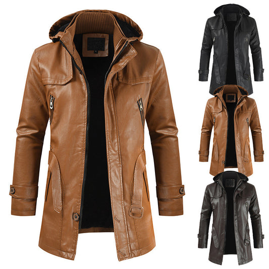 Manteau long en cuir marron pour homme grande taille | Veste d'hiver en cuir tendance pour homme | Manteau en cuir avec doublure chaude | Veste longue en cuir élégante pour hommes | Manteau en cuir marron à col classique | Veste de saison froide pour homme grande taille | Manteau en cuir mode automne-hiver | Vêtement d’extérieur en cuir marron pour homme | Veste en cuir grande taille homme stylée | Manteau chaud homme en cuir à la mode