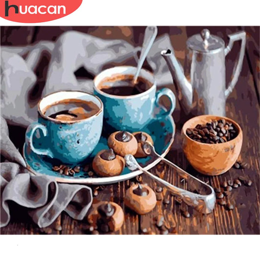 Peinture par numéros Paysage Tasse à café Peinture acrylique par numéros