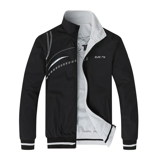 Veste de sport pour homme, printemps-automne, col montant, vêtements de sport, double face
