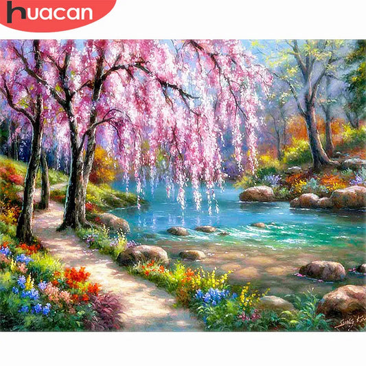 Peinture diamant paysage à faire soi-même, broderie complète en mosaïque