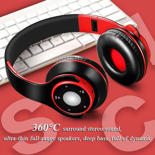 Casque audio Bluetooth sans fil, écouteurs avec carte SD et micro, autonomie de 20 heures