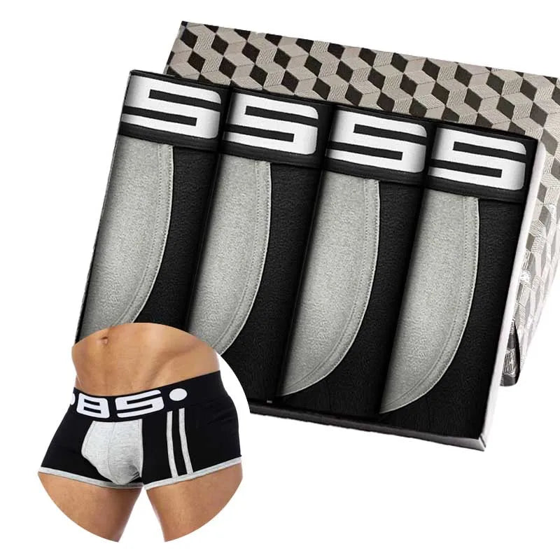 CMENIN Lot de 4 boxers en coton respirants pour homme