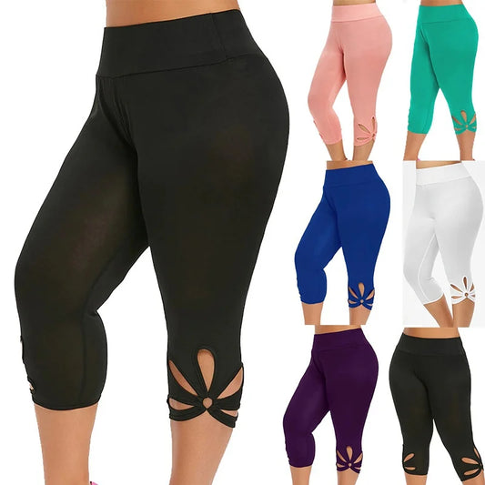Women's Plus Size Stretch Leggings Seamless Casual Capri Leggings