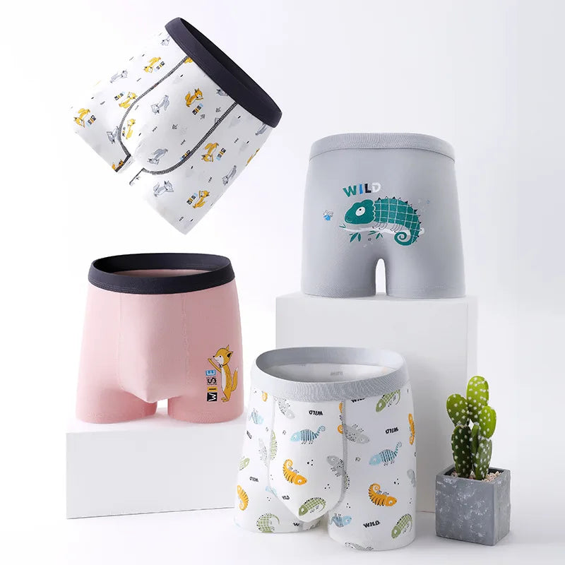 Boxers garçon en coton à motifs | Sous-vêtements enfants confortables | Lot de 4 boxers pour garçons | Boxers garçon avec dessins animés | Caleçons doux pour garçons 4–16 ans | Sous-vêtements respirants pour enfants | Shorts en coton garçon confortables | Lingerie enfant avec taille élastique | Boxers garçon amusants et colorés | Sous-vêtements durables pour usage quotidien
