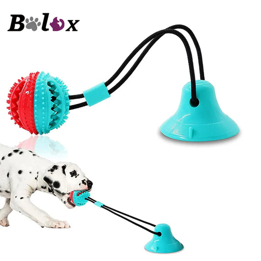 Jouet pour chien en silicone avec ventouse, balle à tirer pour mâcher et nettoyer les dents