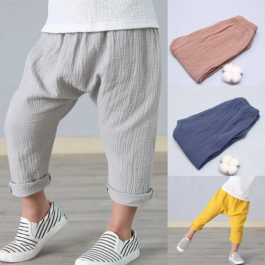 Pantalons pour enfants, garçons et filles, pantalons d'été, longueur cheville, sarouels décontractés