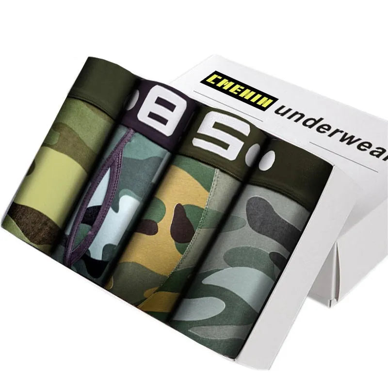 CMENIN Lot de 4 boxers en coton respirants pour homme
