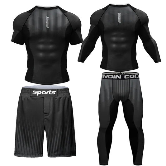 Ensemble t-shirt et pantalon de protection pour kickboxing, jiu-jitsu, MMA, vêtements de sport pour hommes