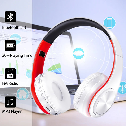 Casque Bluetooth stéréo pliable avec microphone et lecteur MP3
