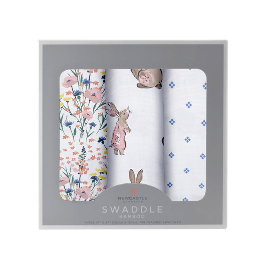 Lot de 3 langes en bambou à fleurs sauvages