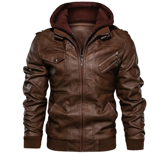 Veste de moto en cuir pour homme, manteau chaud en polaire d'hiver