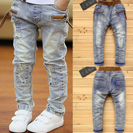 4-11 ans Garçons Vêtements Slim Droit Jeans Bas Classique Enfants Denim