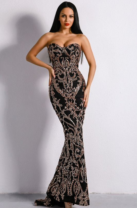 Robe noire élégante à paillettes | Robe de soirée noire scintillante | Tenue glamour avec paillettes noires | Robe de fête brillante et chic | Robe noire pour événement spécial | Robe moulante noire à sequins | Robe élégante pour gala ou soirée | Robe noire brillante pour femme | Robe festive à paillettes tendance | Robe glamour pour look de soirée